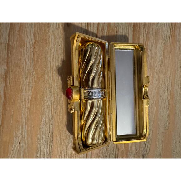 Vtg Princess Marcella Borghese mirrored lipstick compact w cabochon & crystal - Picture 3 of 7